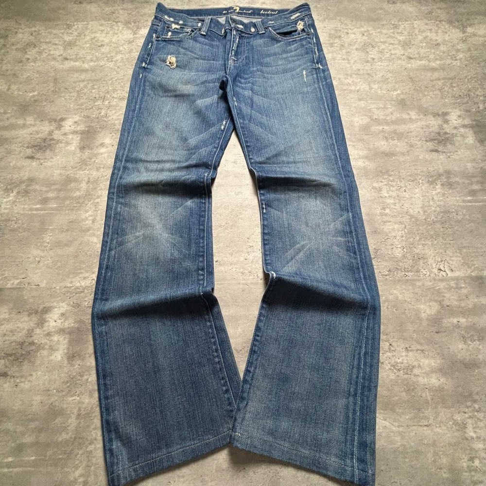 7 For All Mankind Bootcut Jeans Mens 30x30 Blue Faded Y2K Distressed